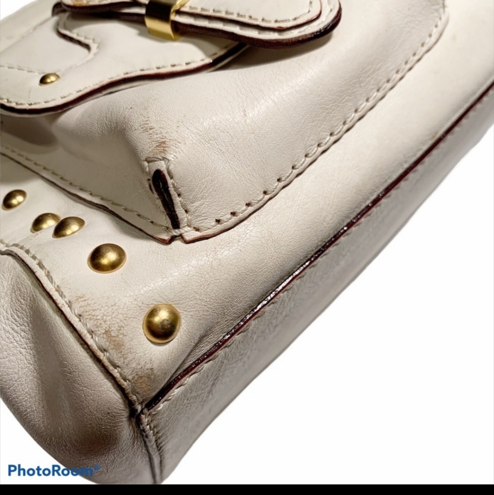 Michael Kors White Gold Studded Buckle Handbag - Picture 8 of 9